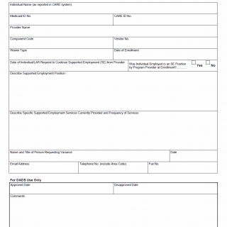 TX HHS Form 8580. Request for Variance of Supported Employment – Employer Requirements