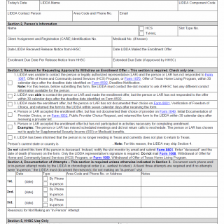 TX HHS Form 8590. Request for Approval to Withdraw an Enrollment Offer