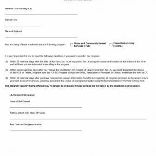 TX HHS Form 8592. Deadline Notification