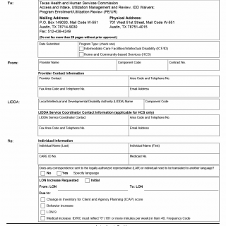 TX HHS Form 8603. Level of Need (LON) Review/Increase Cover Sheet