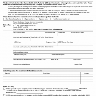 TX HHS Form 8611. Pre-Enrollment MHM Authorization Request