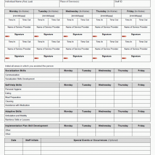 TX HHS Form 8616. In-Home Individualized Skills and Socialization Service Delivery Log