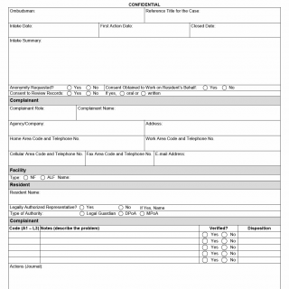 TX HHS Form 8619. State Long-Term Care Ombudsman Program Case Record