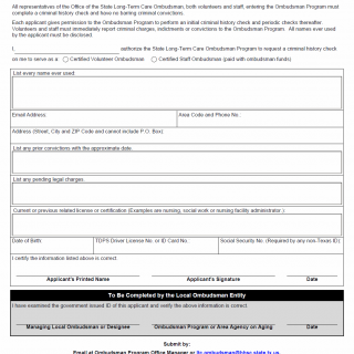 TX HHS Form 8622. Consent for Criminal History Check