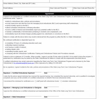 TX HHS Form 8623. State Long-Term Care Ombudsman Program Certified Ombudsman Application