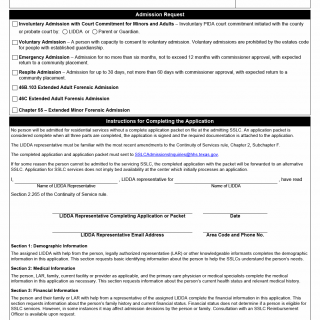 TX HHS Form 8654. State Supported Living Center (SSLC) Admission Application