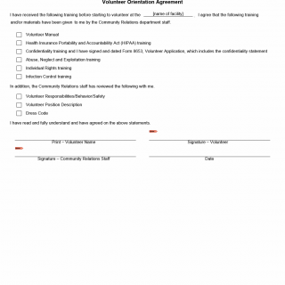 TX HHS Form 8666. Volunteer Orientation Agreement
