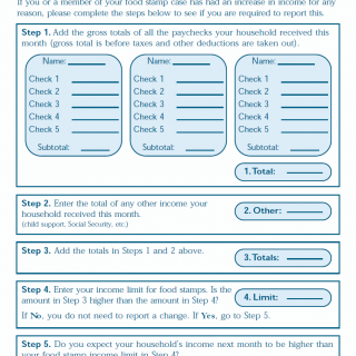 TX HHS Form H0070. Food Stamps Streamlined Reporting (Income Calculation Worksheet)