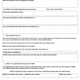 TX HHS Form H0920. Notice from the Community Organization Helping You
