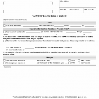 TX HHS Form H1009. TANF or SNAP Benefits Notice of Eligibility
