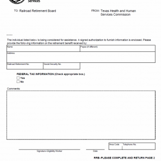 TX HHS Form H1026-FTI. Verification of Railroad Retirement Benefits TX HHS Form H1026-FTI. Verification of Railroad Retirement Benefits