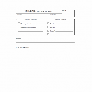 TX HHS Form H1040-A. Application Suspense File Card