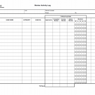 TX HHS Form H1041. Worker Activity Log