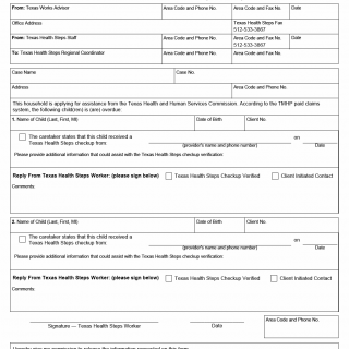 TX HHS Form H1087. Verification of Texas Health Steps Checkup TX HHS Form H1087. Verification of Texas Health Steps Checkup