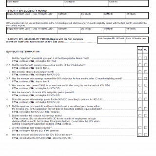 TX HHS Form H1104. 90% Earned Income Deduction (EID) Eligibility and Tracking