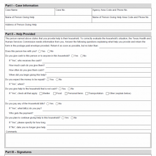 TX HHS Form H1134. Help Statement Verification