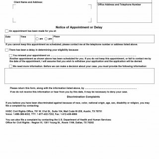 TX HHS Form H1235. Notice of Appointment or Delay