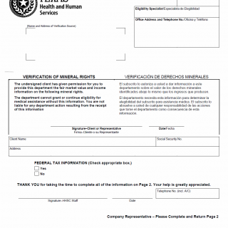 TX HHS Form H1242-FTI. Verification of Mineral Rights - FTI TX HHS Form H1242-FTI. Verification of Mineral Rights - FTI