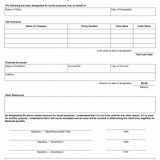 TX HHS Form H1252. Designation of Burial Funds