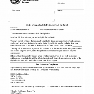 TX HHS Form H1277. Notice of Opportunity to Designate Funds for Burial TX HHS Form H1277. Notice of Opportunity to Designate Funds for Burial