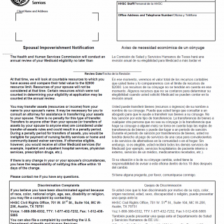 TX HHS Form H1279. Spousal Impoverishment Notification TX HHS Form H1279. Spousal Impoverishment Notification