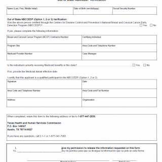 TX HHS Form H1550. Out of State NBCCEDP Verification