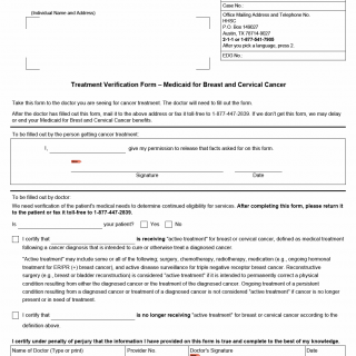 TX HHS Form H1551. Treatment Verification