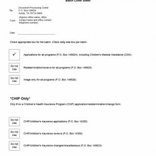TX HHS Form H1746-B. Batch Cover Sheet TX HHS Form H1746-B. Batch Cover Sheet
