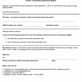 TX HHS Form H1806. Parole or Community Supervision Report TX HHS Form H1806. Parole or Community Supervision Report