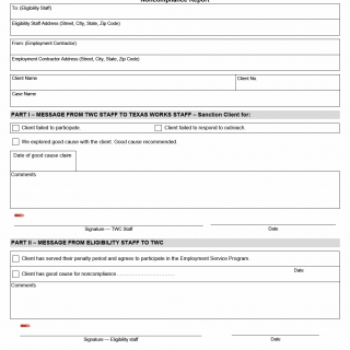 TX HHS Form H1816. SNAP Employment and Training Noncompliance Report