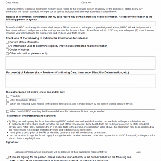 TX HHS Form H1826. Case Information Release