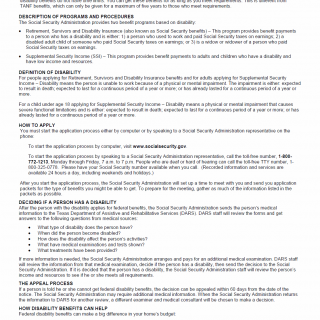 TX HHS Form H1859. Social Security Administration Benefits for People with Disabilities Receiving TANF