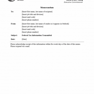 TX HHS Form H1862. Federal Tax Information Transmittal Memorandum