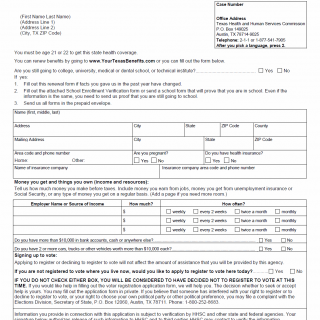 TX HHS Form H1869. Renewal for Health Care Benefits