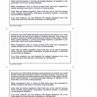 TX HHS Form H1958-A. Other Needs Assistance Program Stuffer