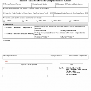 TX HHS Form H3618-A. Resident Transaction Notice for Designated Vendor Numbers TX HHS Form H3618-A. Resident Transaction Notice for Designated Vendor Numbers