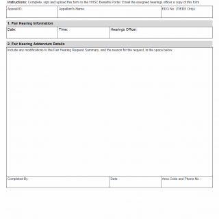 TX HHS Form H4800-A. Fair Hearing Request Summary (Addendum)