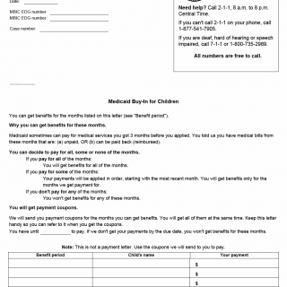 TX HHS Form H5023-MBIC. Prior Months Eligibility (Medicaid Buy-In for Children)