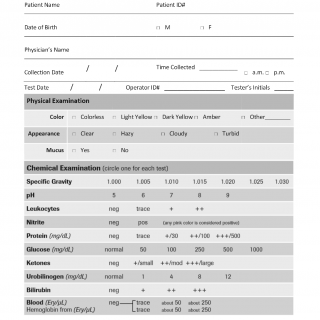 Urinalysis Report Form