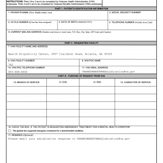 VA Form 20-0986. Eligibility Determination for Character of Discharge (COD) Request Form