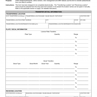 Form ASA 42. Plate/Decal Transfer - Virginia