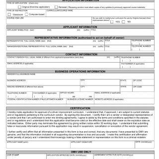 Form DI 14. Curriculum Vendor Application - Virginia