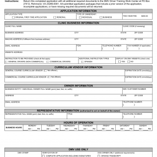 Form DIC551. Online Driver Improvement Clinic - License Application and Agreement - Virginia