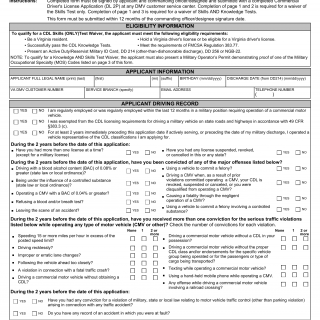 Form DL 13. CDL Test Waiver Military Application - Virginia | Forms ...