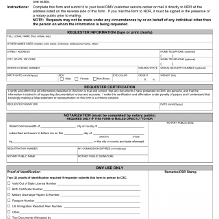 Form DL 56. National Driver Register File Check - Individual Request - Virginia
