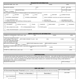 Form DL 81. Electronic Birth Certification Request Born in Virginia 