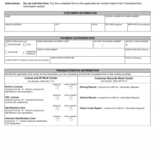 Form DMS 004. License, ID Card, and Records Payment Authorization - Virginia