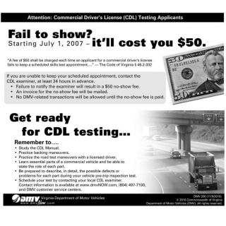 Form DMV 200. Failure to Show for CDL Skills Test Appointment - Virginia