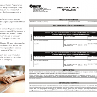 Form DMV 281. Emergency Contact Brochure - Virginia