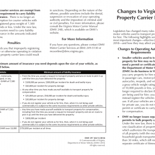 Form DMV 297. Changes to Virginia's Property Carrier Laws